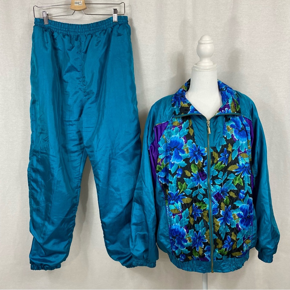 Basic Editions Blue Floral Track Suit